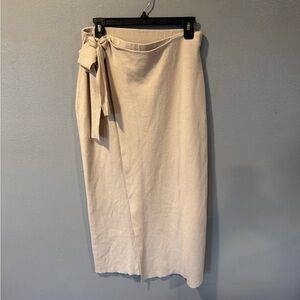 Milano Cream Tie-Waist Midi Skirt